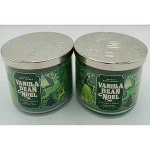 Lot Of 2 Bath Body Works Vanilla Bean Noel 3 Wick  Candle 14.5oz Large